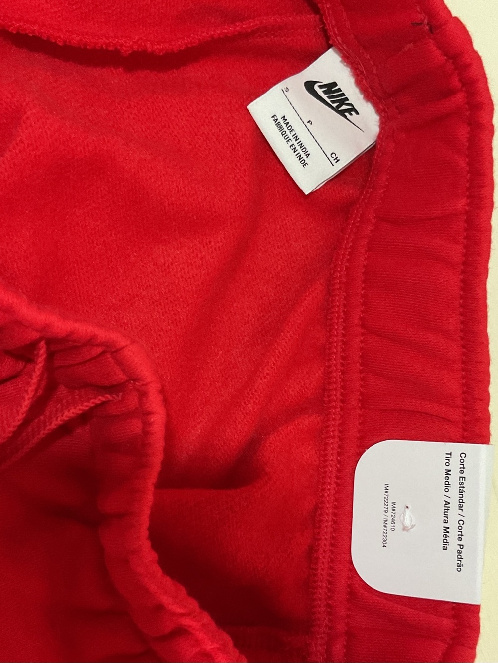 Nike Women's Red Elastic Waist Athletic Shorts with White Logo - Picture 5 of 5